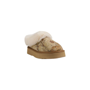 Beigefarbene Stoff-Ankle-Boots