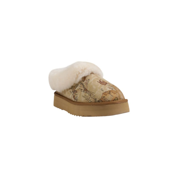 Beigefarbene Stoff-Ankle-Boots