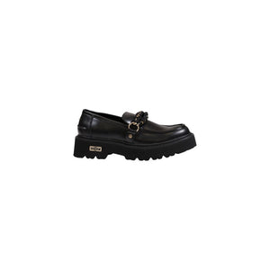 Schwarze Leder-Plateau-Pumps