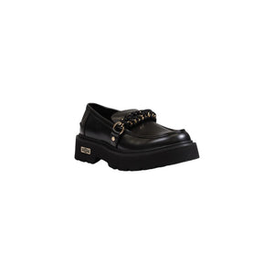 Schwarze Leder-Plateau-Pumps