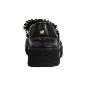 Schwarze Leder-Plateau-Pumps