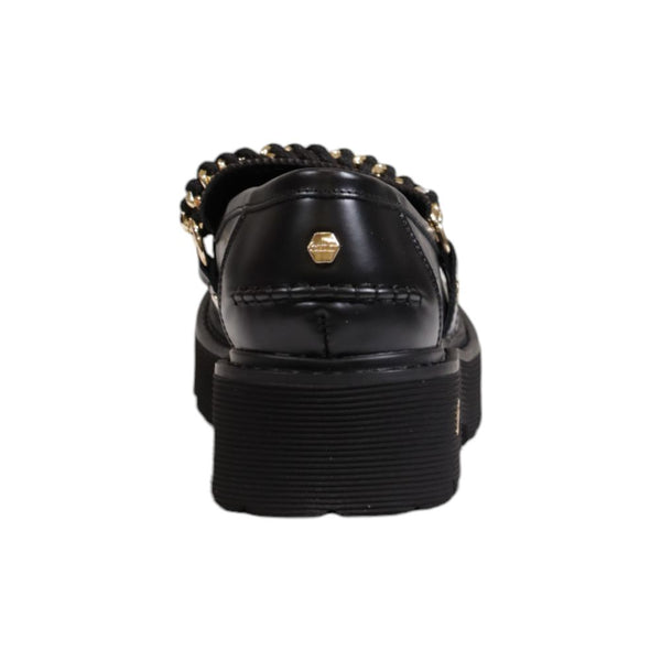 Schwarze Leder-Plateau-Pumps