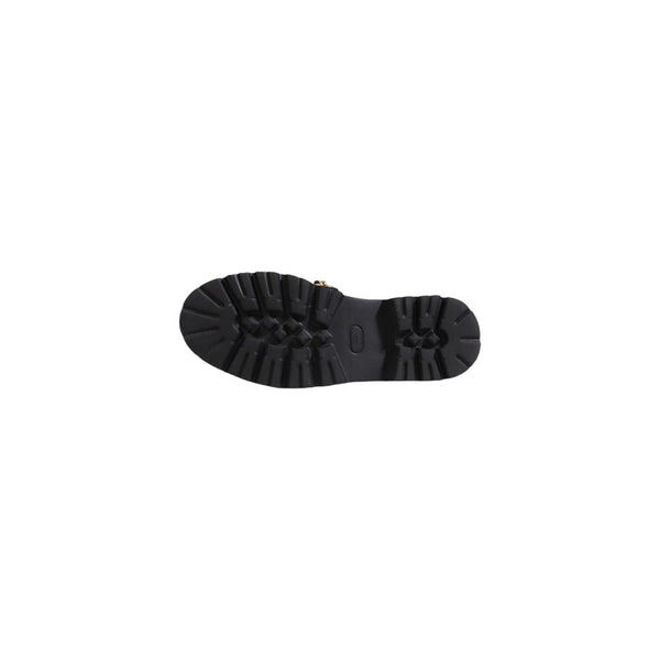 Schwarze Leder-Plateau-Pumps
