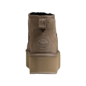 Beigefarbene Leder-Ankle-Boots