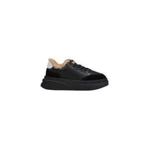 Schwarze und Weiße Leder-Plateau-Sneaker