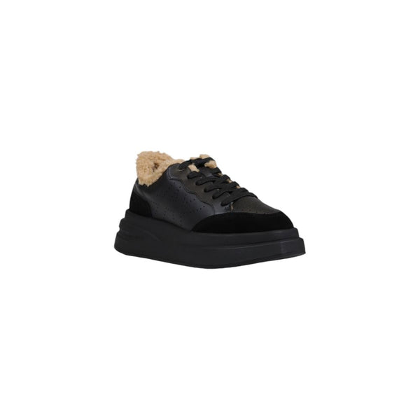 Schwarze und Weiße Leder-Plateau-Sneaker