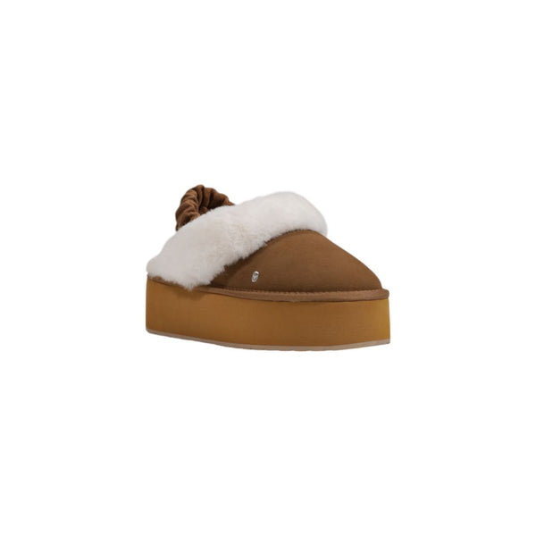 Beige Wildleder-Plateau-Pumps