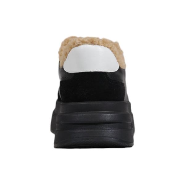 Schwarze und Weiße Leder-Plateau-Sneaker