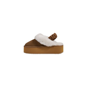 Beige Wildleder-Plateau-Pumps