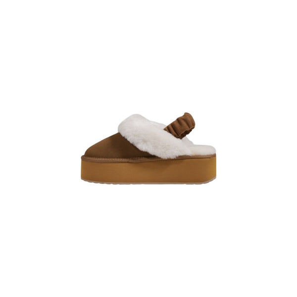 Beige Wildleder-Plateau-Pumps