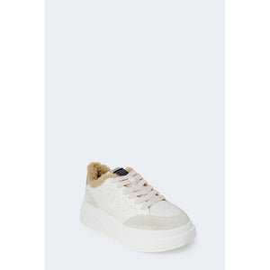 Beigefarbene Leder-Sneaker mit dicker Sohle