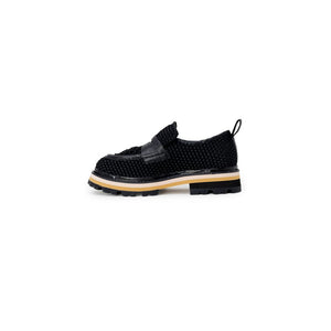 Schwarze Leder-Plateau-Pumps