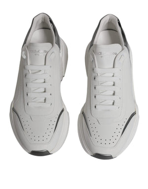 Weiß Silber DAYMASTER Leder Turnschuhe Schuhe