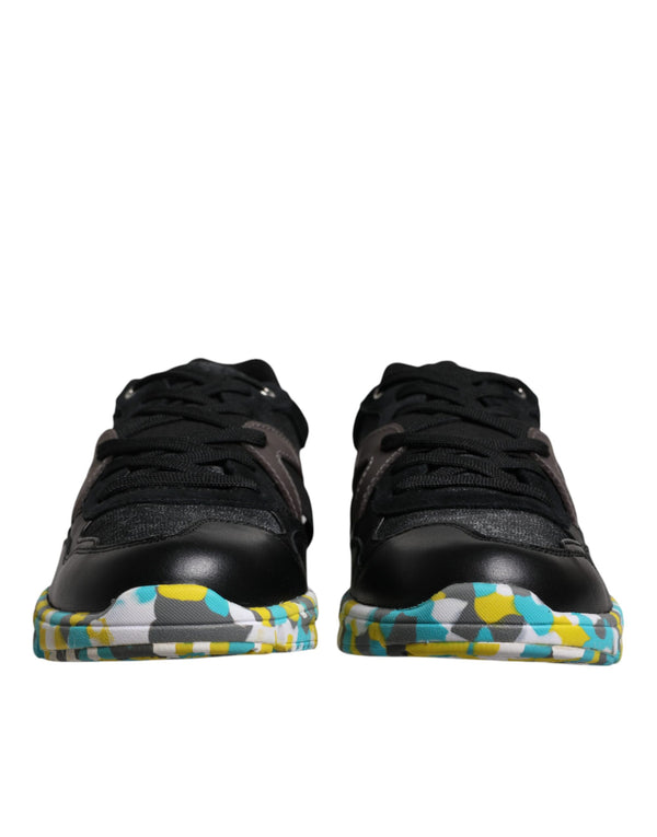 Schwarz Polyester Low Top Männer Turnschuhe Schuhe