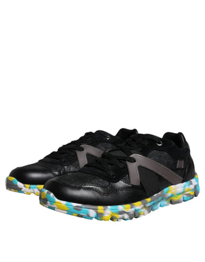 Schwarz Polyester Low Top Männer Turnschuhe Schuhe