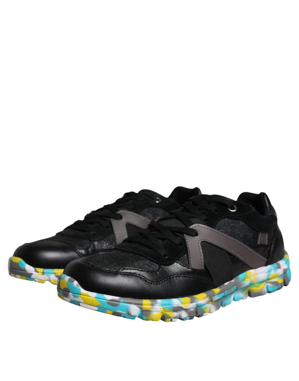 Schwarz Polyester Low Top Männer Turnschuhe Schuhe