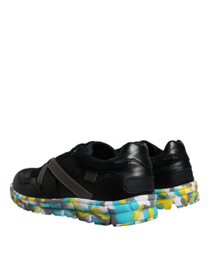Schwarz Polyester Low Top Männer Turnschuhe Schuhe