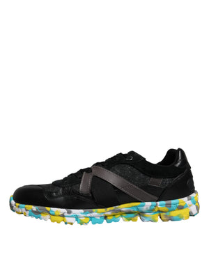 Schwarz Polyester Low Top Männer Turnschuhe Schuhe