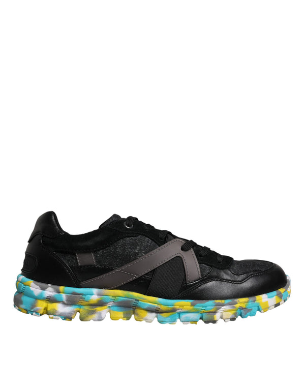 Schwarz Polyester Low Top Männer Turnschuhe Schuhe