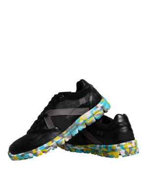 Schwarz Polyester Low Top Männer Turnschuhe Schuhe