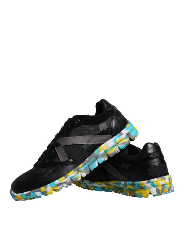 Schwarz Polyester Low Top Männer Turnschuhe Schuhe