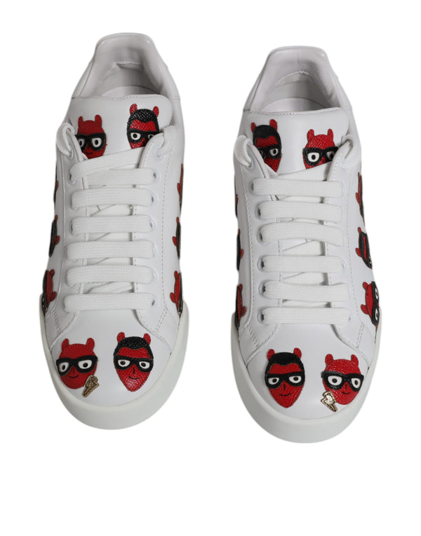 Weiß Devil Face Portofino Turnschuhe Schuhe