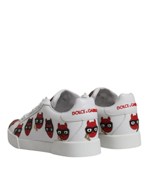 Weiß Devil Face Portofino Turnschuhe Schuhe