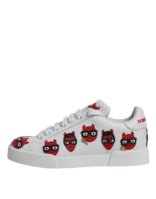 Weiß Devil Face Portofino Turnschuhe Schuhe