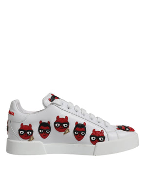 Weiß Devil Face Portofino Turnschuhe Schuhe