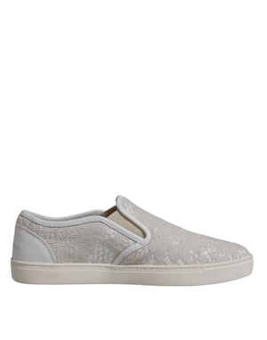 Weiß Floral Spitze Slip On Loafers Schuhe
