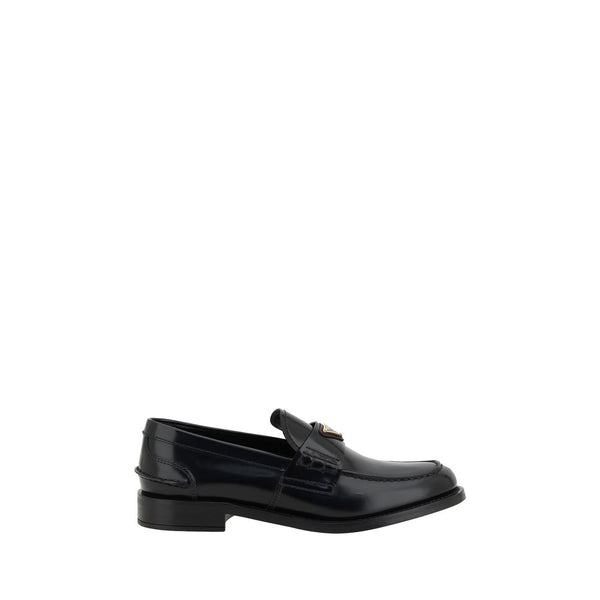 Schwarzes Leder Logo Loafers