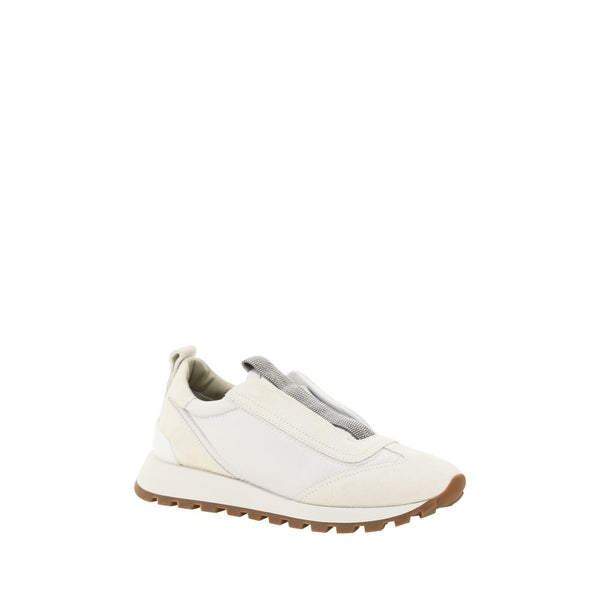 Weiße Gummisohle Sneakers mit niedrigem Schaft