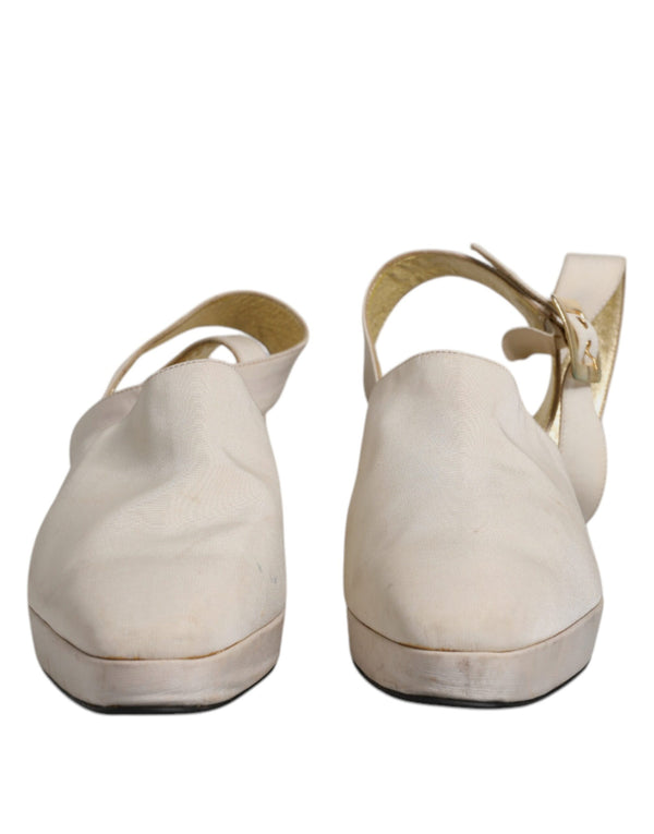 Aus Weiß Block Absätze Slingback Sandalen Schuhe