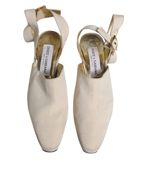 Aus Weiß Block Absätze Slingback Sandalen Schuhe