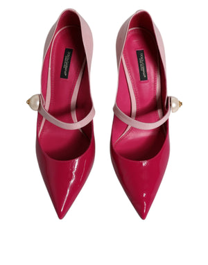 Zweifarbig Rosa Leder Mary Jane Heels Pumps Schuhe