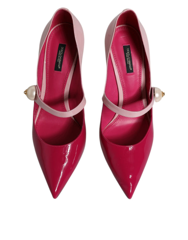 Zweifarbig Rosa Leder Mary Jane Heels Pumps Schuhe