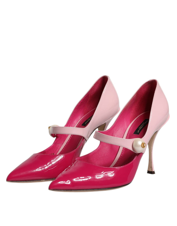 Zweifarbig Rosa Leder Mary Jane Heels Pumps Schuhe