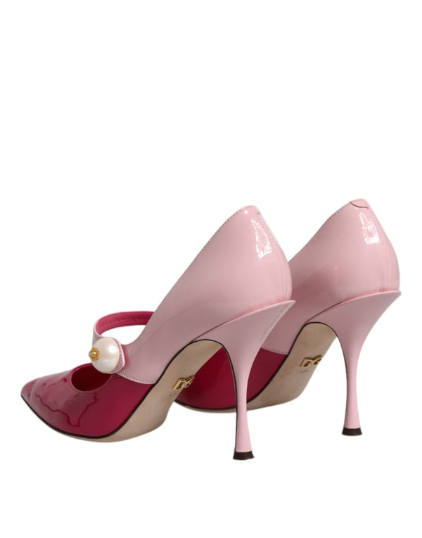 Zweifarbig Rosa Leder Mary Jane Heels Pumps Schuhe