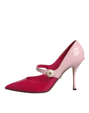 Zweifarbig Rosa Leder Mary Jane Heels Pumps Schuhe