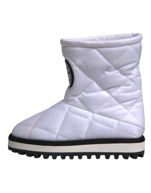 Weiße Viskose gepolsterte Mid Calf Stiefel Schuhe
