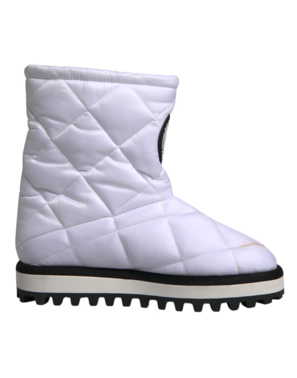Weiße Viskose gepolsterte Mid Calf Stiefel Schuhe
