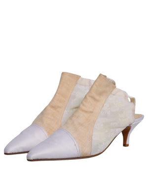 Multicolor Patchwork Heels Slingback Schuhe
