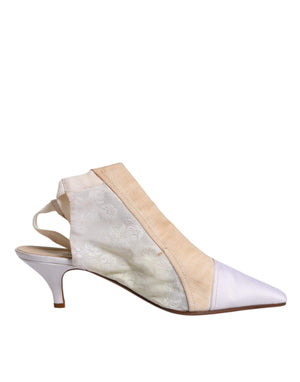 Multicolor Patchwork Heels Slingback Schuhe