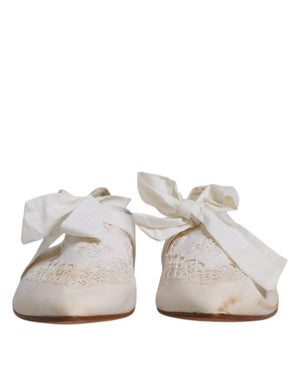 Weiße Schleife Stoff Ballerina Flats Schuhe
