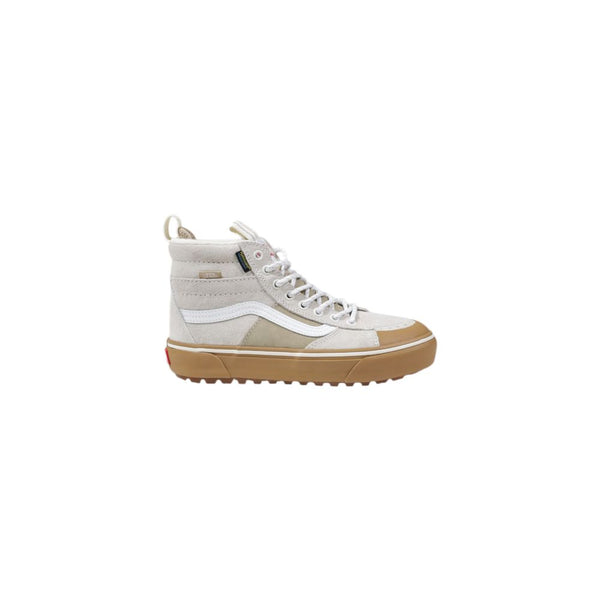 Beigefarbene Leder-High-Top-Sneaker