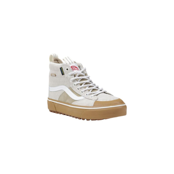 Beigefarbene Leder-High-Top-Sneaker