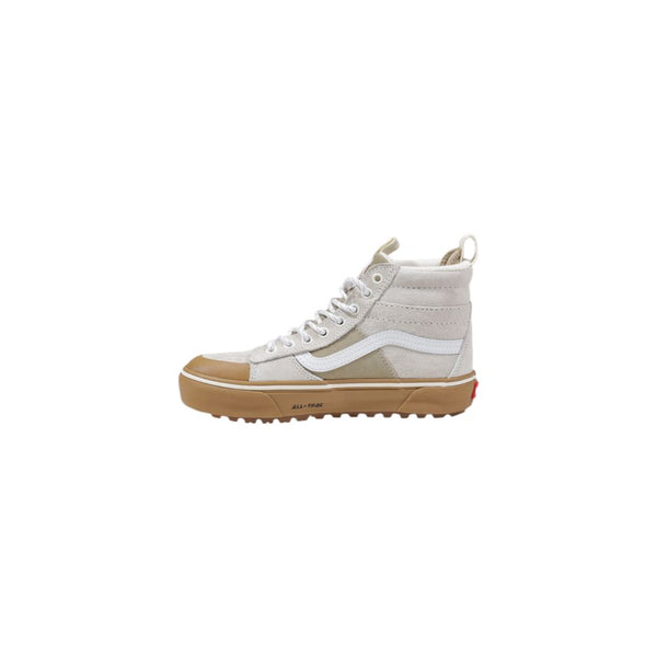 Beigefarbene Leder-High-Top-Sneaker