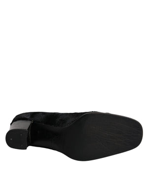 Schwarz Leder Blockabsatz Pumps Schuhe
