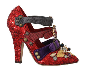 Rote Pailletten-Kristall-Nieten-Absätze Schuhe