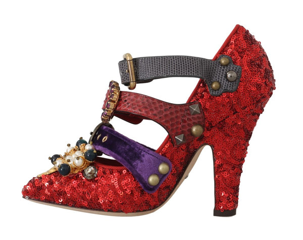 Rote Pailletten-Kristall-Nieten-Absätze Schuhe